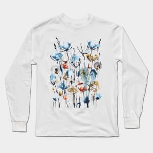 Abstract wildflower meadow indigo Long Sleeve T-Shirt